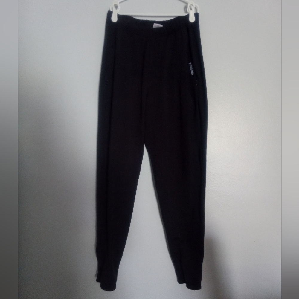 Patagonia Jogging Pants Women Gathered Waist Cuff Zip Pockets Black